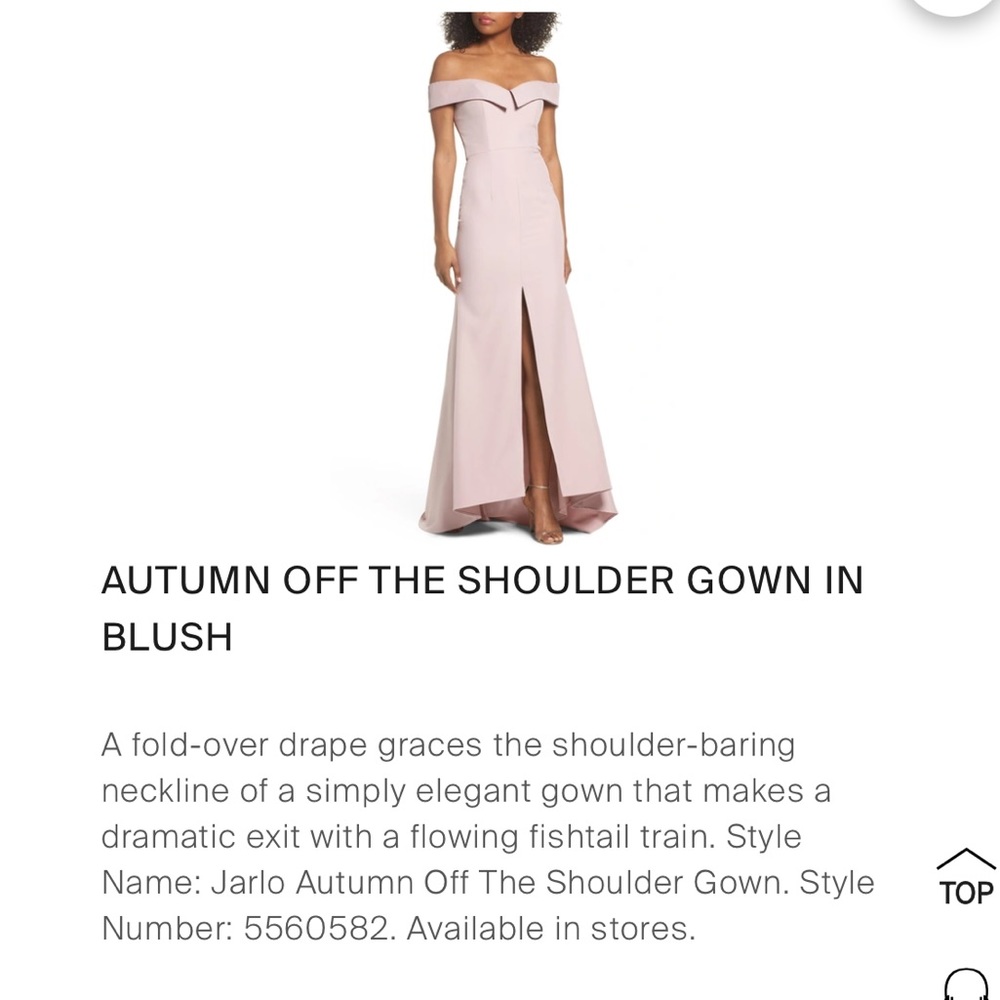 Jarlo Autumn Off The Shoulder Gown in Blush New With Tags Size 12 Formal Dress - Picture 11 of 11